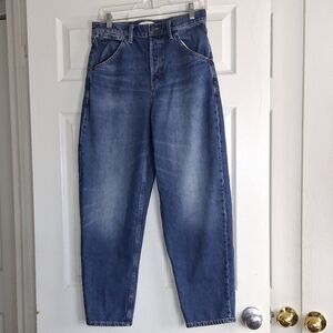 Banana Republic High Rise Rigid Bow Hidden Button Fly Blue Denim Jeans